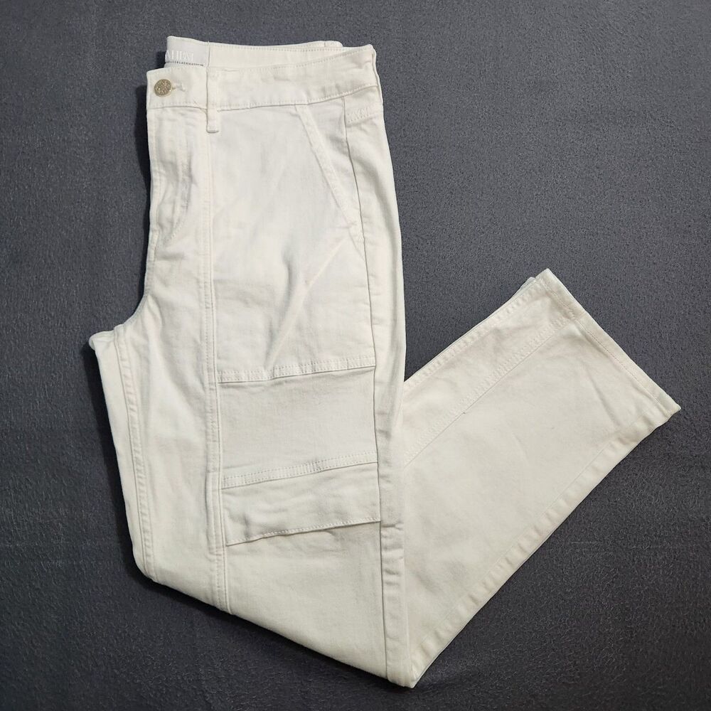 WHBM Women 6 White High Rise Straight Leg Cargo Jeans